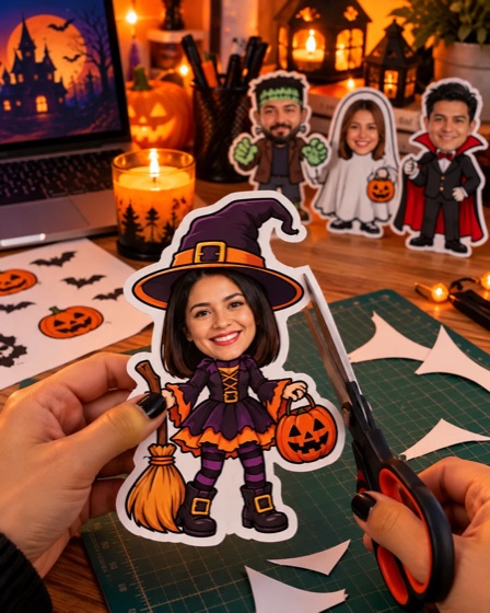 Recortando un personaje de Halloween